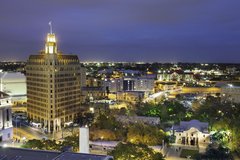 View of San Antonio skyline with Emily Morgan Hotel and the Alamo