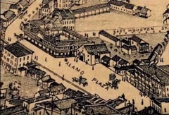 Artistic rendering of Alamo Plaza and surrounding buildings