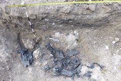 Plastic coverings in the soil in the archaeology project area