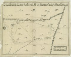 1764 map of the San Antonio Missions by Luis Antonio Menchaca.