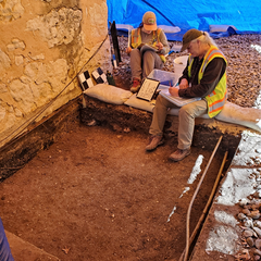 Excavation outside the south wall of the Church