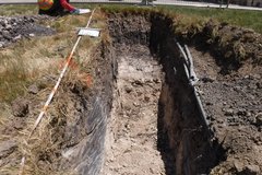 Dug out trench facing east