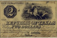 Republic of Texas $2 dollar bill.