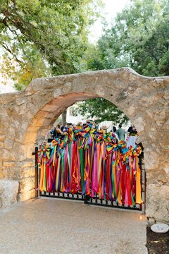 Gate to Cavalry Courtyard streamed with long, colorful ribbons