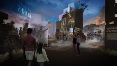 Rendering of Battle of the Alamo gallery in future museum showing time as 7 am on March 6