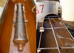 Process of removing layers of paint and corrosion from a cannon