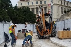 Construction work outside of Long Barrack