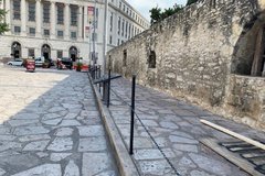 Limestone sidewalk outside of Long Barrack