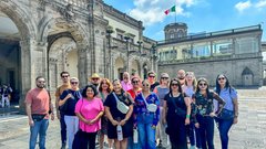 Group of educators in the main square in Mexico City
