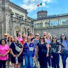 Group of educators in the main square in Mexico City
