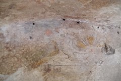 Fragments of paint visible in the Alamo Sacristy.
