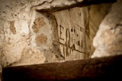 Painted frescoes in Alamo Church