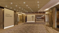 Rendering of lobby of events center with name Steves Family Events Center