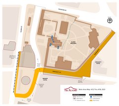 Map depicting construction near Alamo for the week of April 12 through April 18