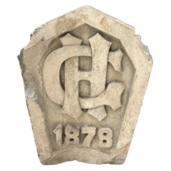 Keystone with HC monogram and year 1878 engraving