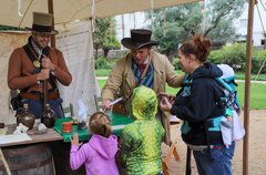 Visitors enjoy the Timeline of the Texas Revolution event at the Alamo.