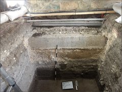 Strata levels inside an excavation unit