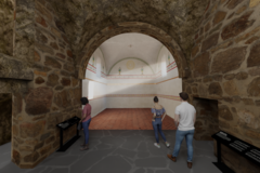 Visitors entering archway to Alamo Sacristy