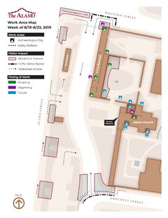 Map of Construction Work Near Alamo on August 19