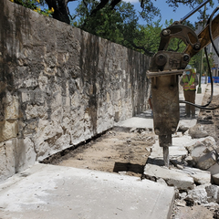 Concrete sidewalk removal along Bonham Street