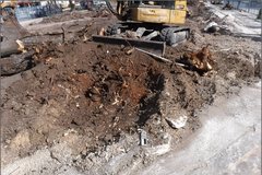 Construction truck in dirt area