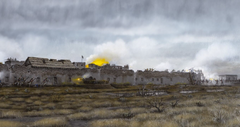 Painting of scene from the Battle of the Alamo