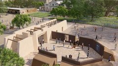 Rendering of Mission Gate and Lunette to the side of Alamo Church