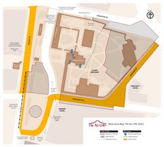 map of construction near the alamo