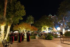 Group of mariachi performers playing in Alamo Gardens