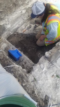 Archaeologist in an excavation unit