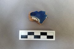 Ceramic fragments with a blue tin glaze