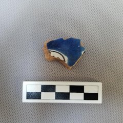 Ceramic fragments with a blue tin glaze