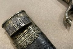 Handle of knife with image of Alamo Church