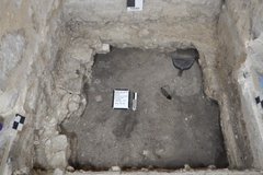 Excavation unit inside the room called the Monk’s Burial Ground.
