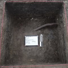 Inside of a square excavation unit