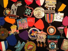 Variety of colorful Fiesta medals