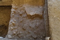 Cobble surface inside an excavation unit