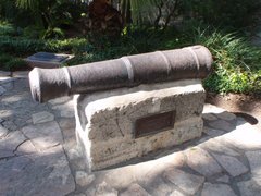 Historic Alamo Battle Cannon on a concrete display