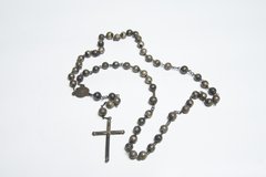 Rosary made from chain-linked beads with a metal cross.