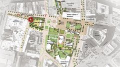 Map of Alamo Area district with a star denoting free speech space