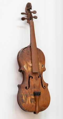 View of violin rotated to the side