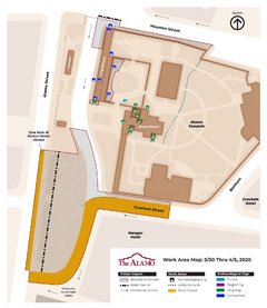 Map of Construction Work Near Alamo on March 30 construction work map alamo march 30