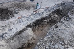 Dug out trench facing northeast in excavation area