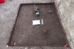 Inside an excavation unit with modern landscaping soil