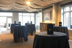 A room with decorated tables