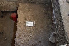 Three stairstep levels inside an excavation unit