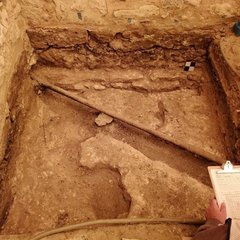 Excavations on exterior of the south wall of the Church
