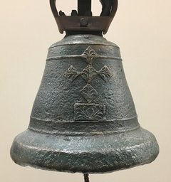 Bronze bell with artistic cross engraving design
