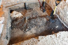 Excavation unit on the south side of the Church.