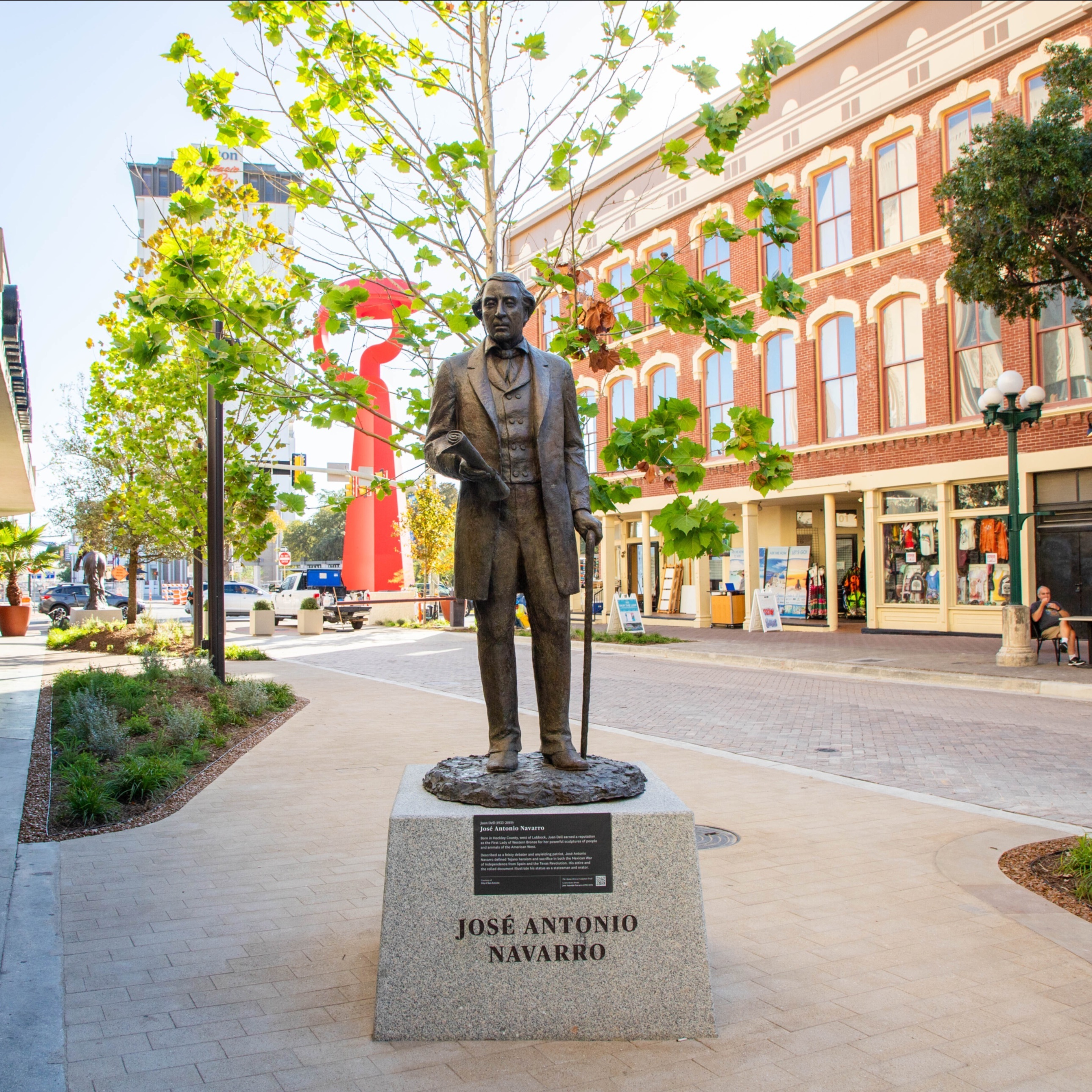 Statue of Jose Antonio Navarro in the Alamo Promenade